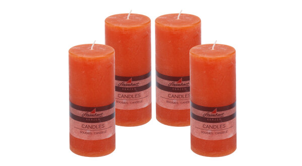 4er Set Adventskranzkerzen "Raureif" Dunkelorange 150/68 mm