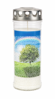 7-Tage-Brenner Grabkerze – Transparent Baum mit...
